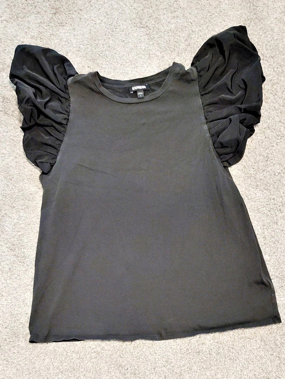 Express Black Puff Sleeve Top Size Large